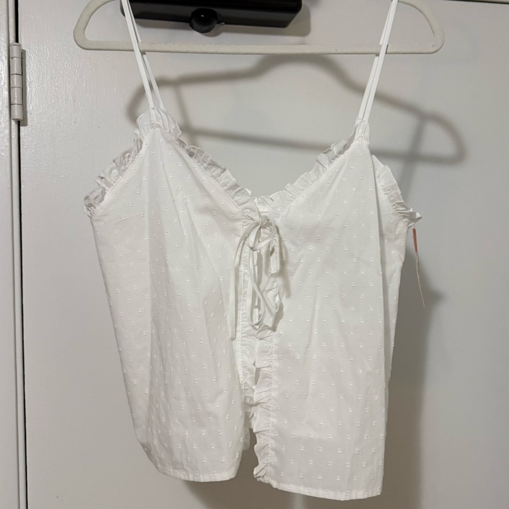 Colsie White Ruffle Tank Top